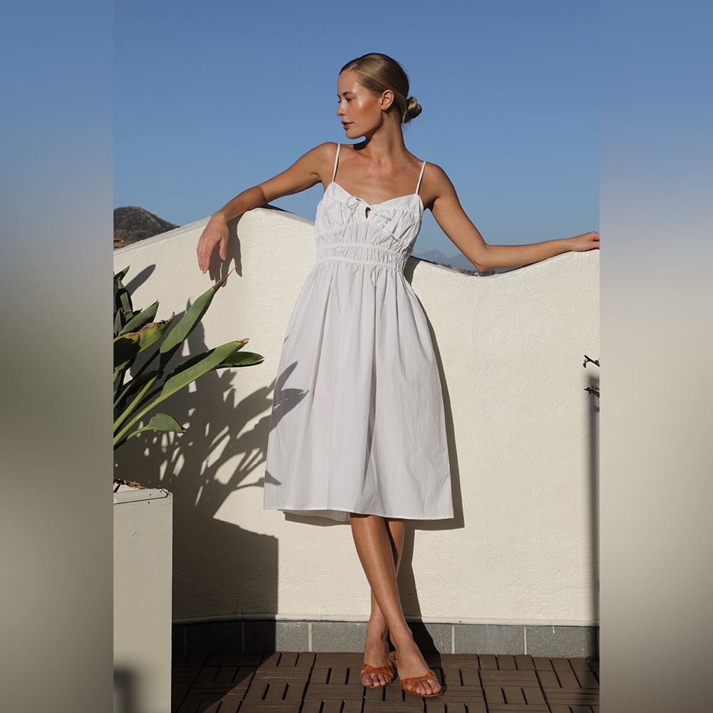 Ciao Lucia Contessa Dress White Cotton Poplin Sundress S